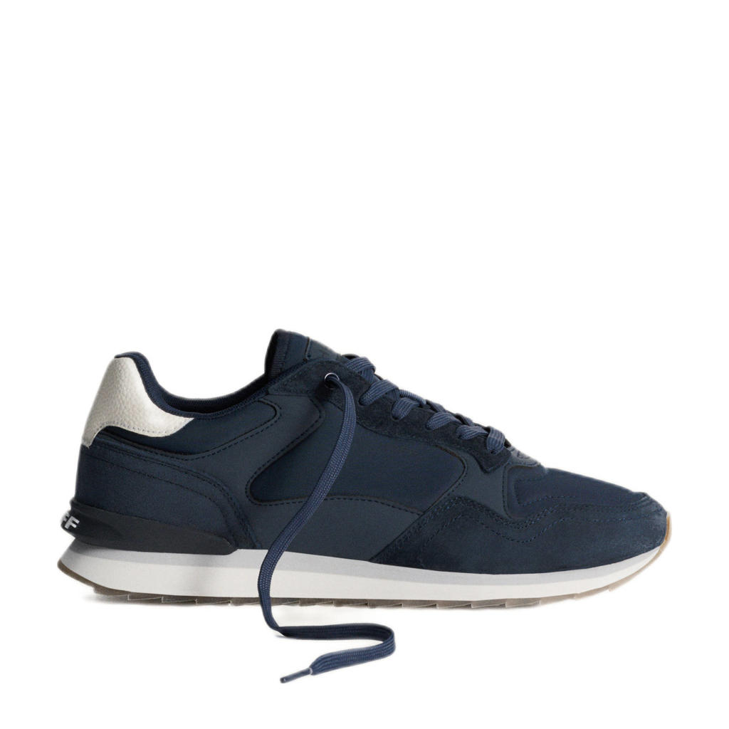 Donkerblauwe heren HOFF City Monterrey suède sneakers van 70% leer/30% nylon met veters