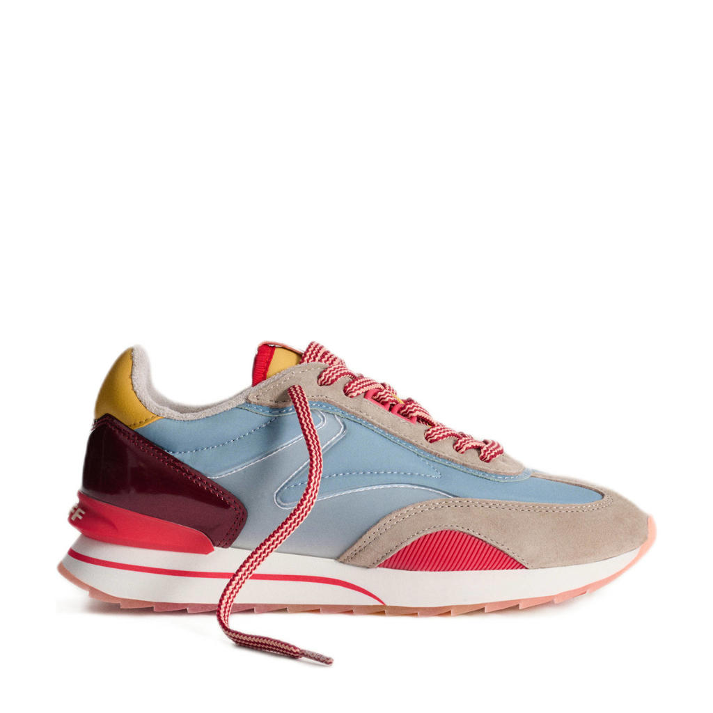 Lichtblauwe dames HOFF Art Peony leren sneakers met veters