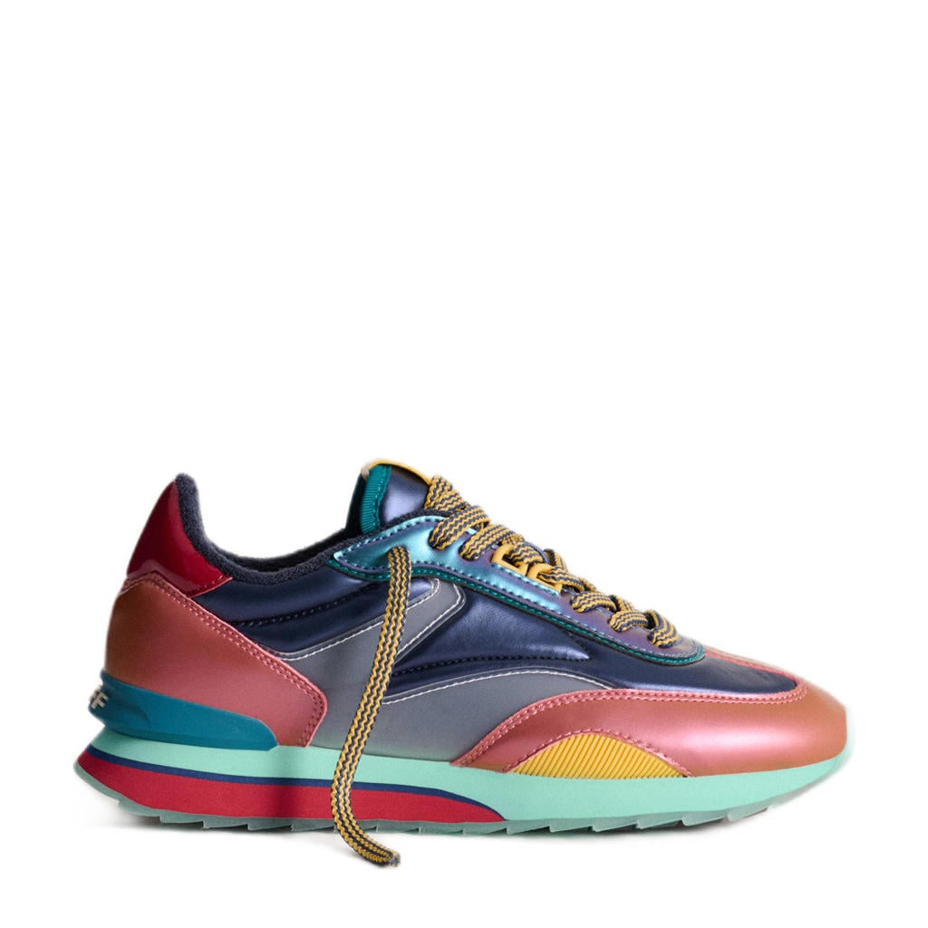 Blauw en multikleurige dames HOFF Art The Clydes leren sneakers met veters