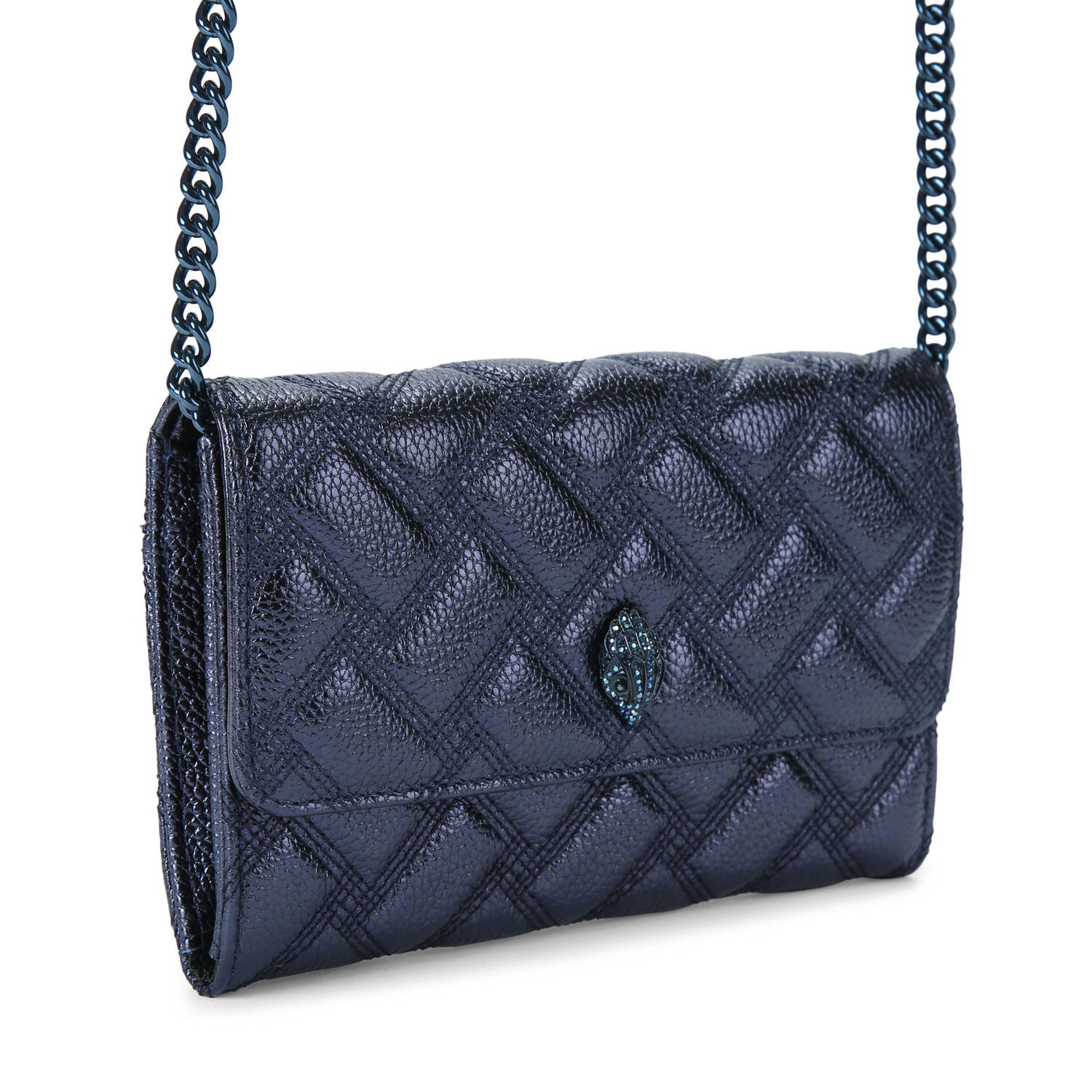 Kurt Geiger metallic leren telefoontasje Kensington donkerblauw