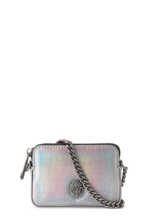 mini metallic crossbody tas Kensington Micro zilverkleurig