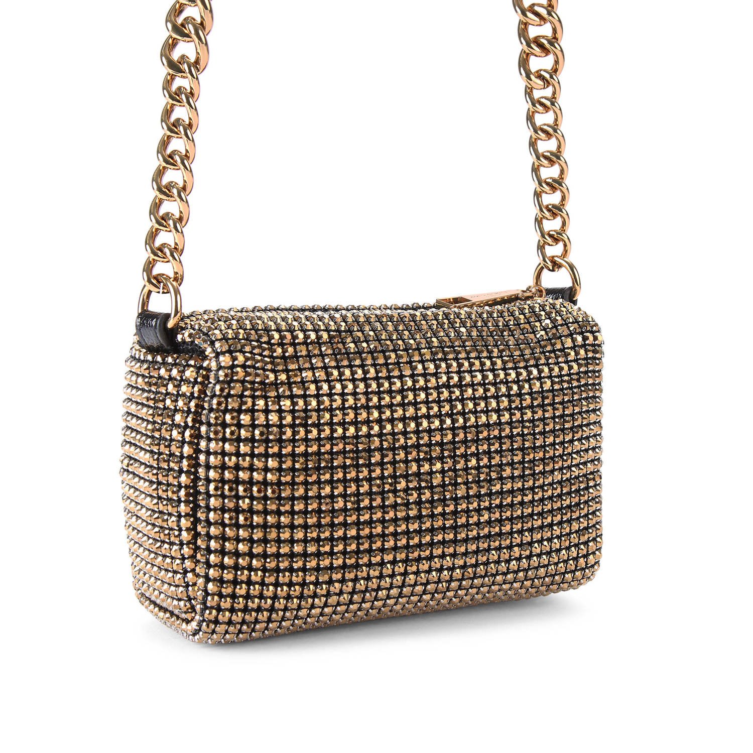 Kurt Geiger mini schoudertas met strass goudkleurig