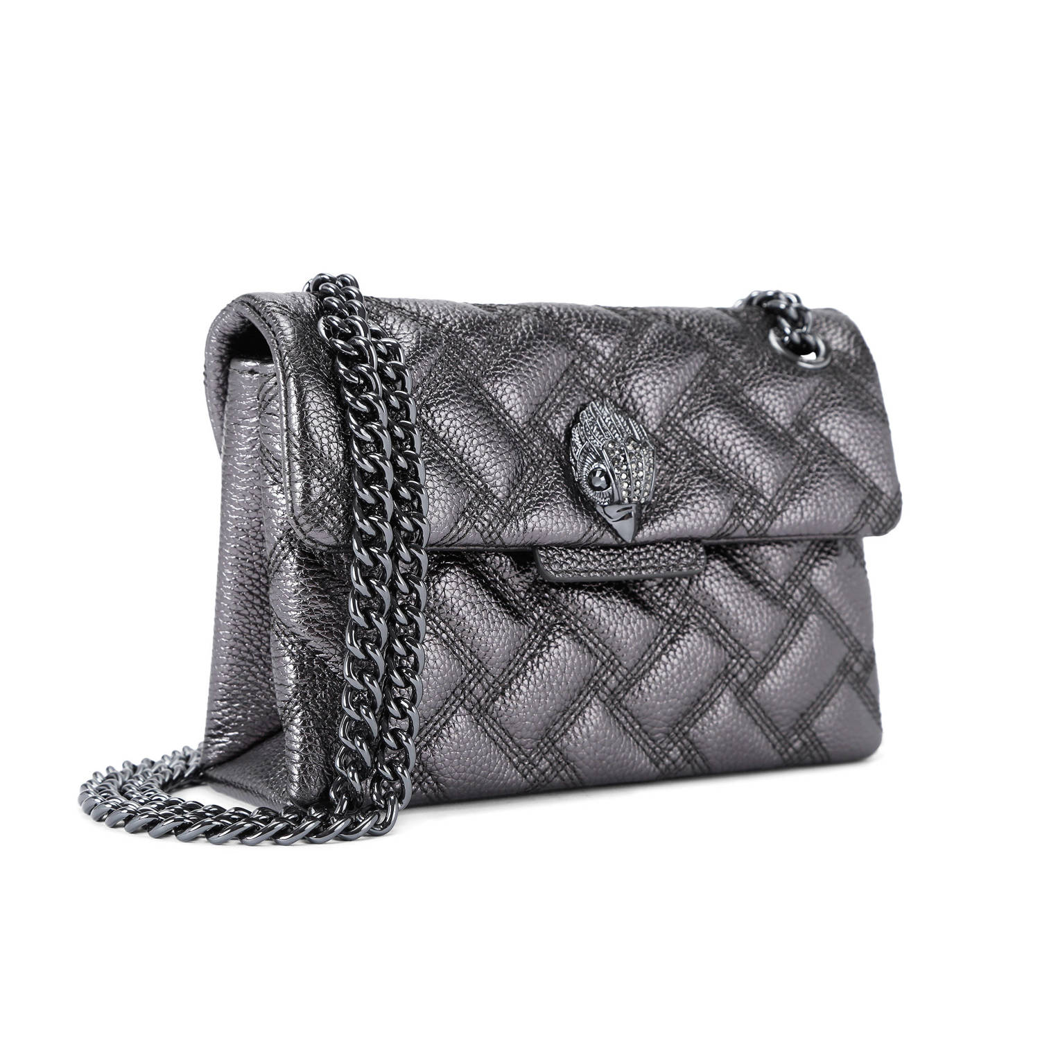 Kurt Geiger leren crossbody tas Kesington Mini Drench grijs