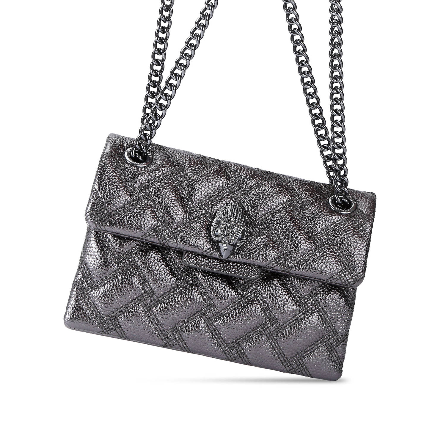 Kurt Geiger leren crossbody tas Kesington Mini Drench grijs