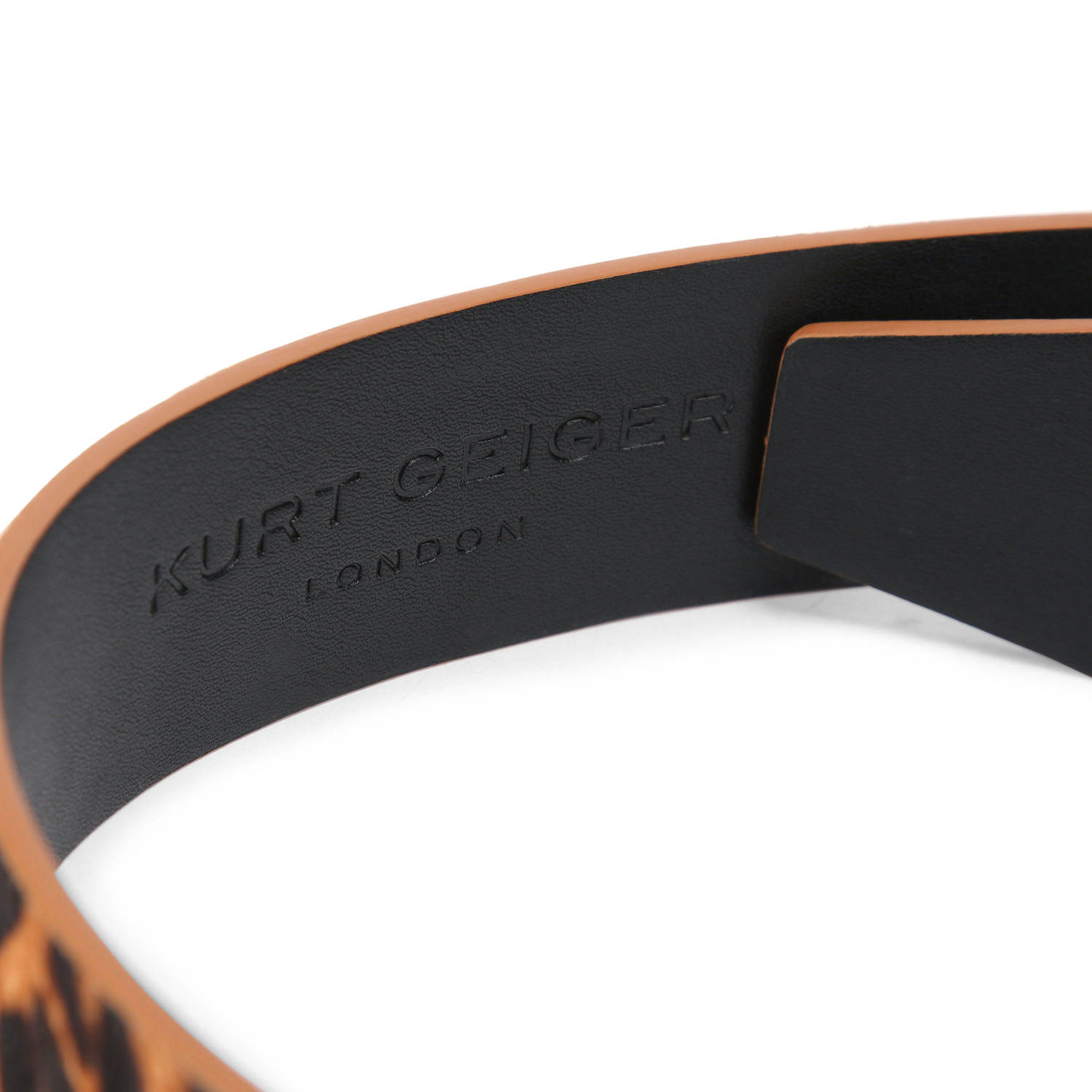 Kurt Geiger leren riem Shoreditch met panterprint bruin