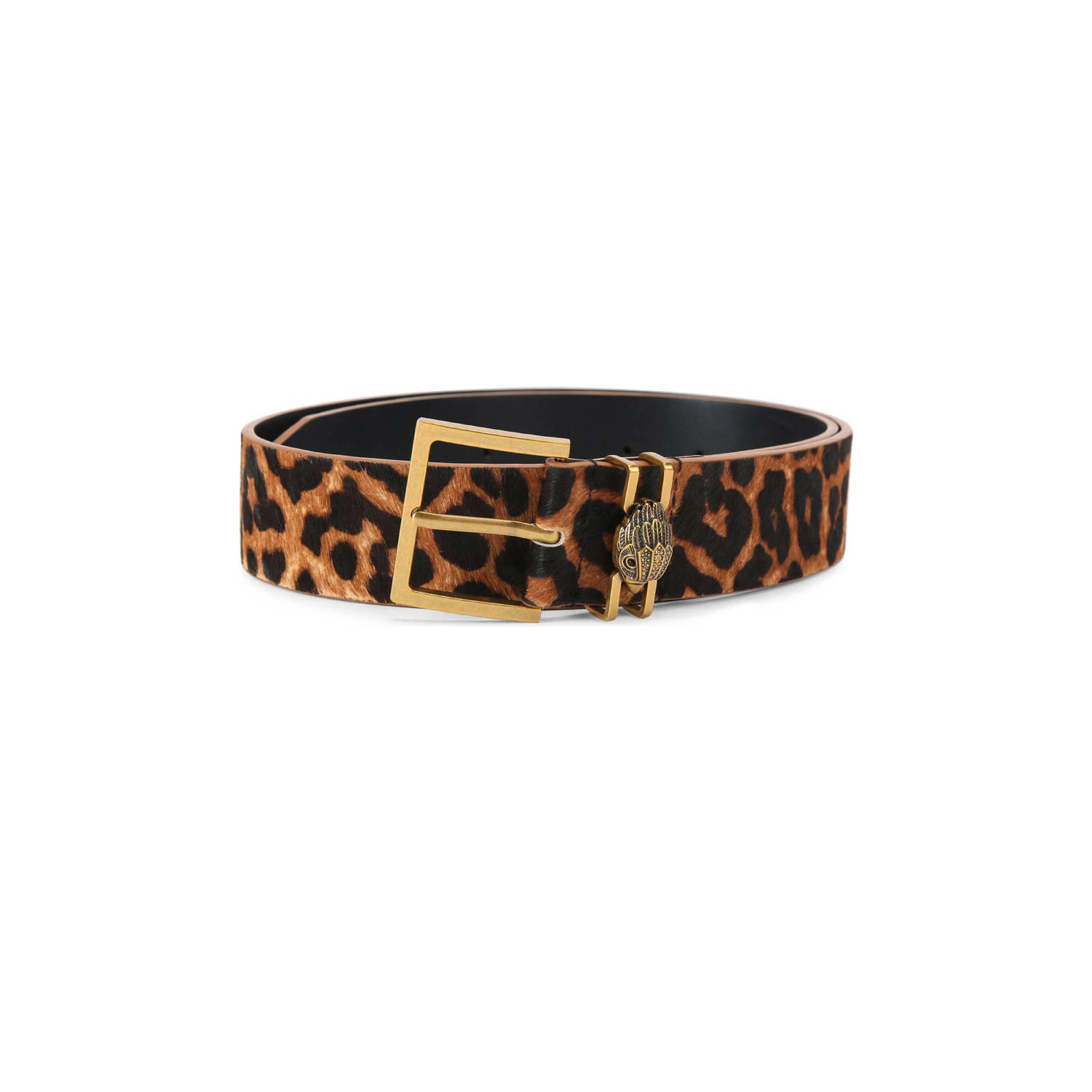 Kurt Geiger leren riem Shoreditch met panterprint bruin