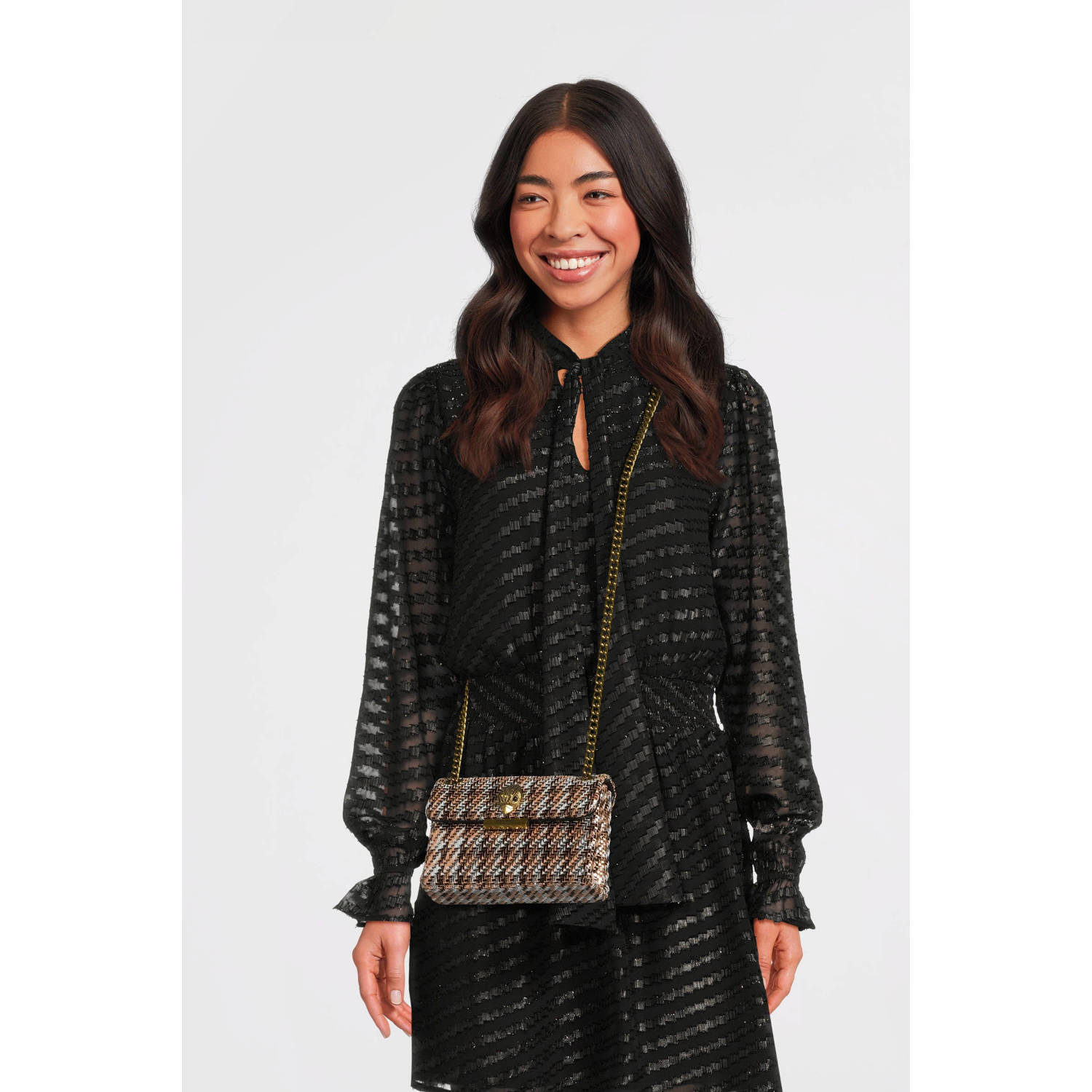 Kurt Geiger gevlochten crossbody tas Mini Kensington bronskleurig