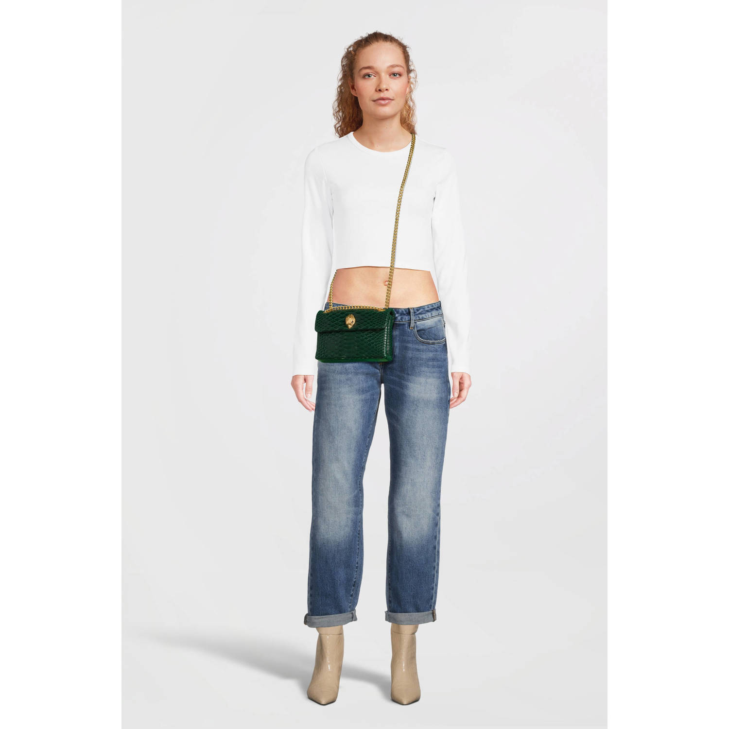 Kurt Geiger leren mini crossbody tas Mini Kensington donkergroen