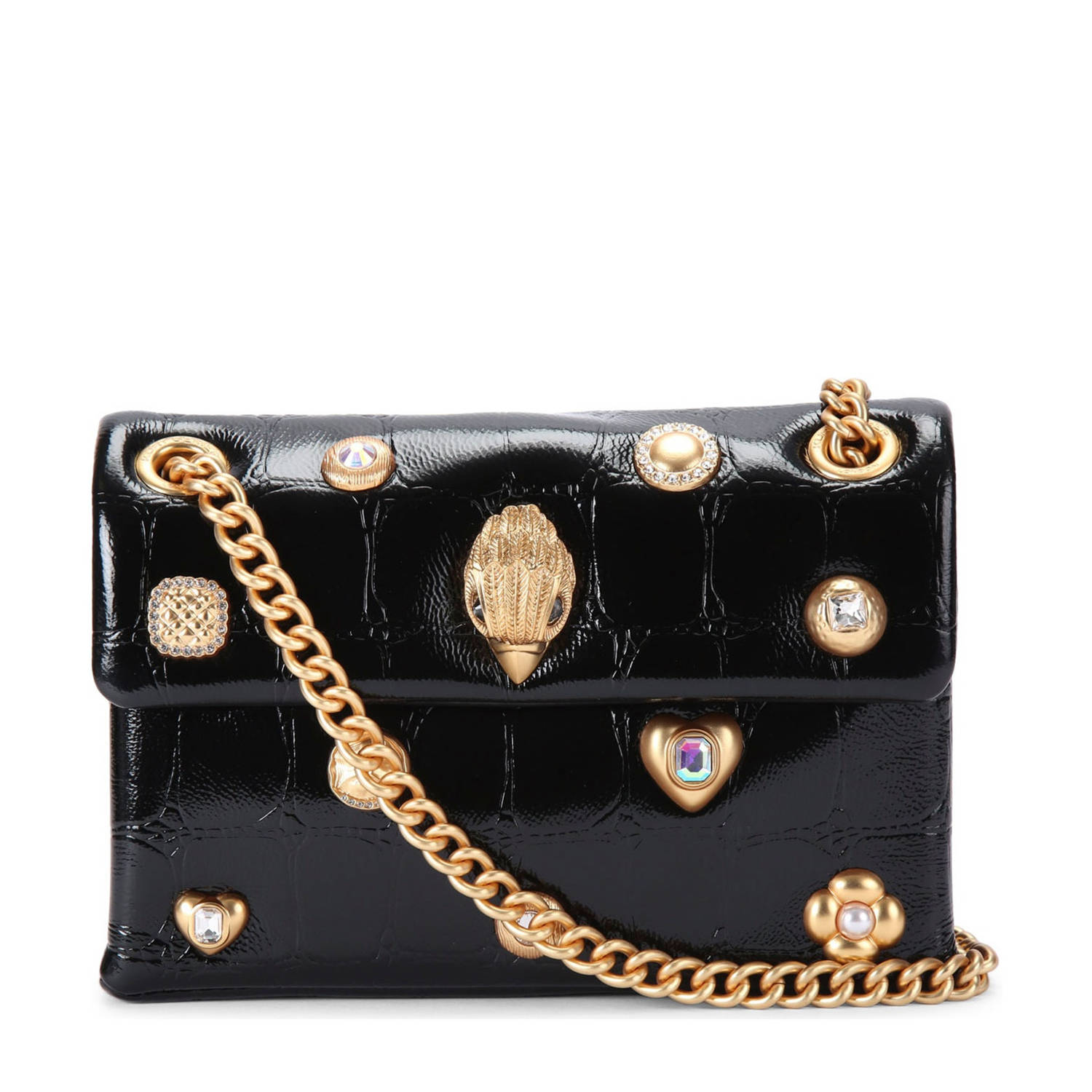 Kurt Geiger leren crossbody tas Kensington Mini met sierstenen zwart