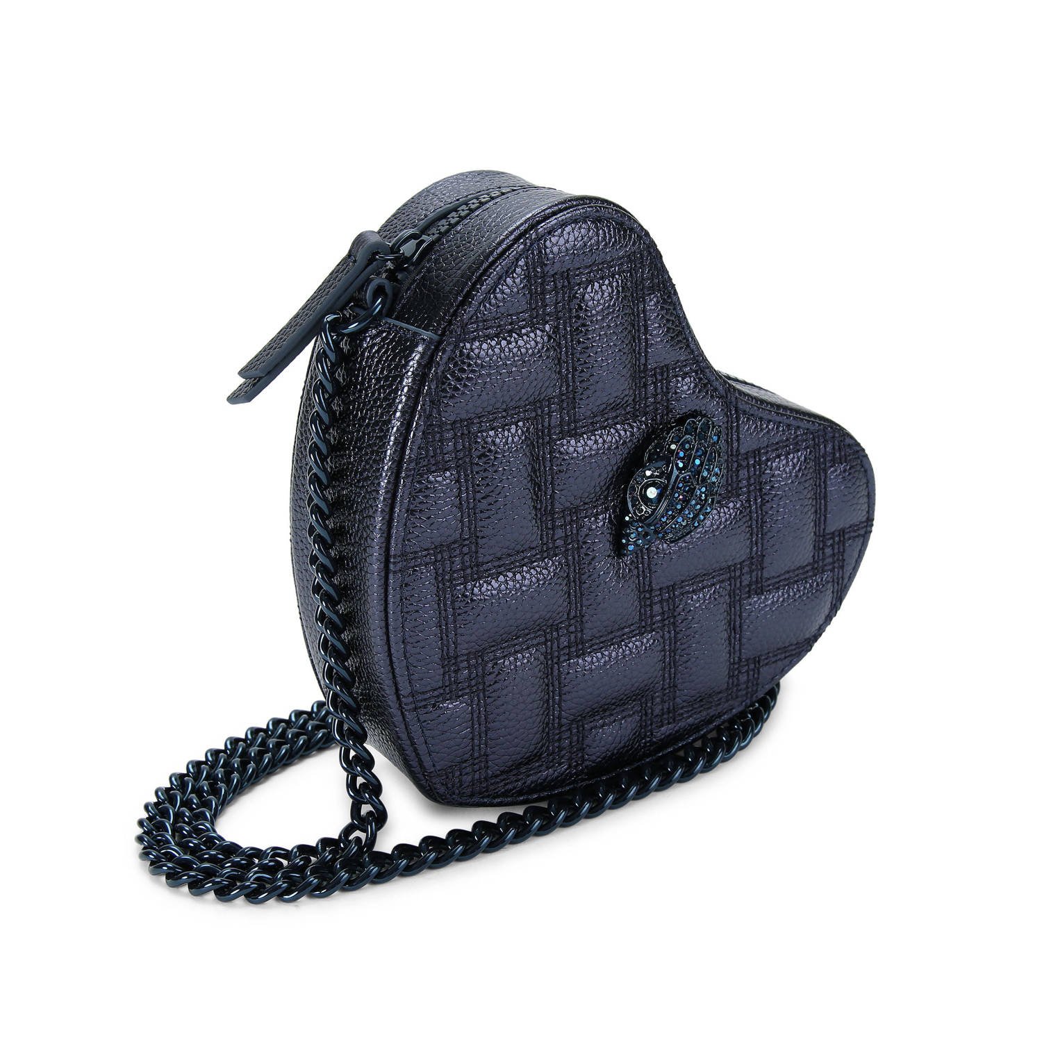 Kurt Geiger metallic leren crossbody tas Kensington Heart donkerblauw