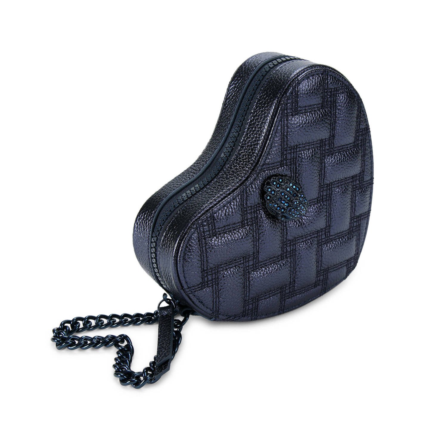 Kurt Geiger metallic leren crossbody tas Kensington Heart donkerblauw
