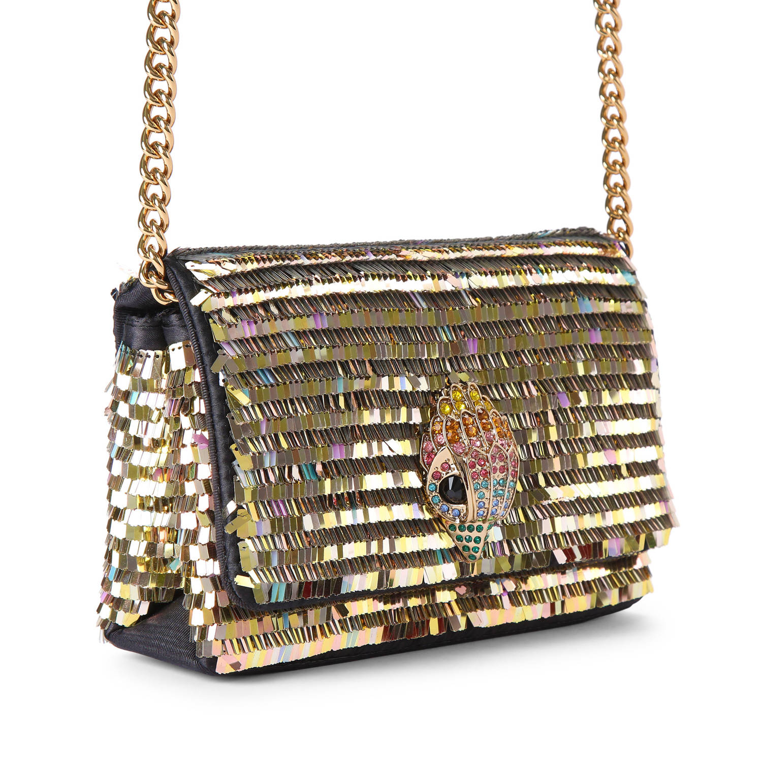 Kurt Geiger crossbody tas Kensington Mini met pailletten zwart goudkleurig