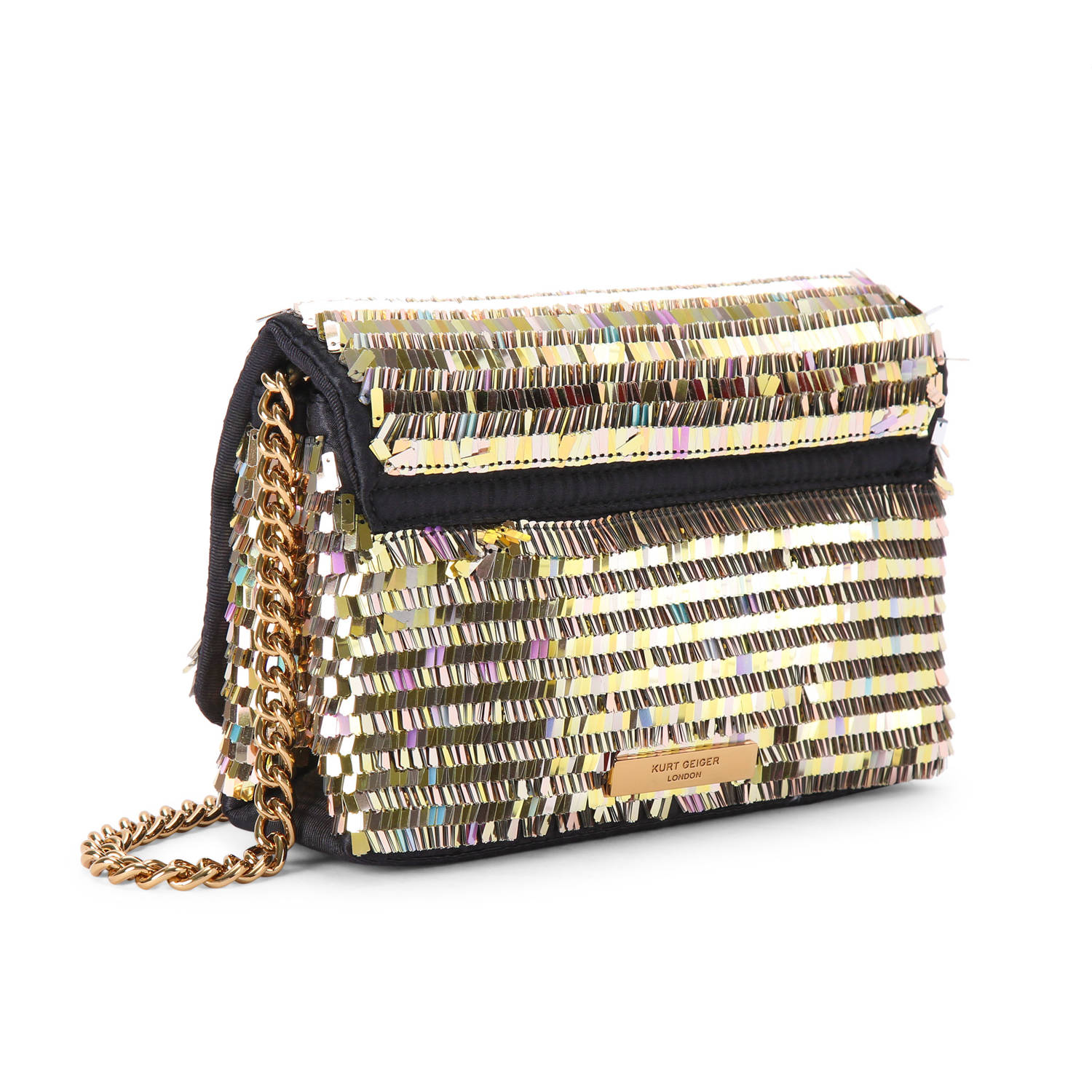 Kurt Geiger crossbody tas Kensington Mini met pailletten zwart goudkleurig