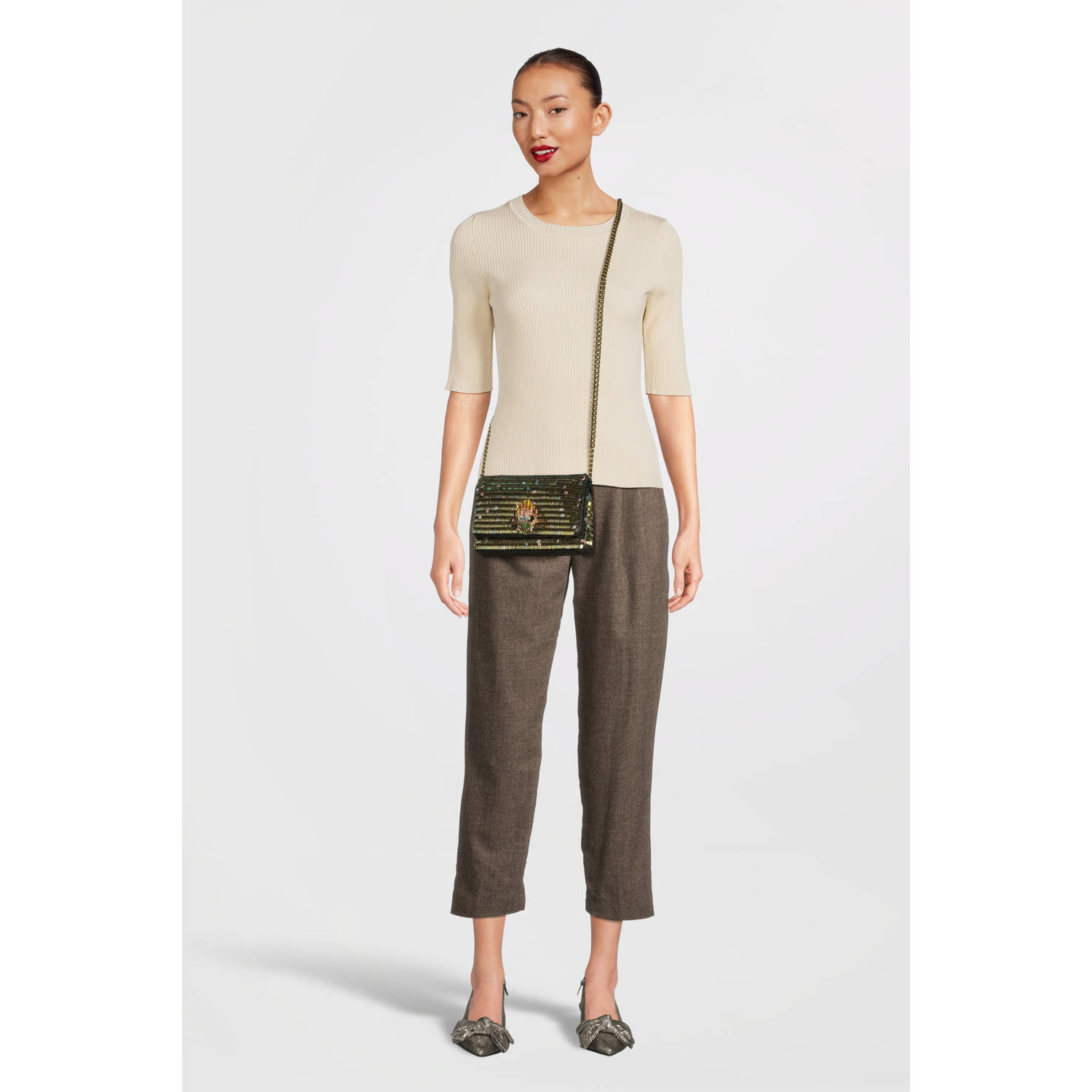Kurt Geiger crossbody tas Kensington Mini met pailletten zwart goudkleurig