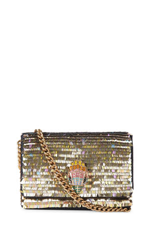  crossbody tas Kensington Mini met pailletten zwart/goudkleurig