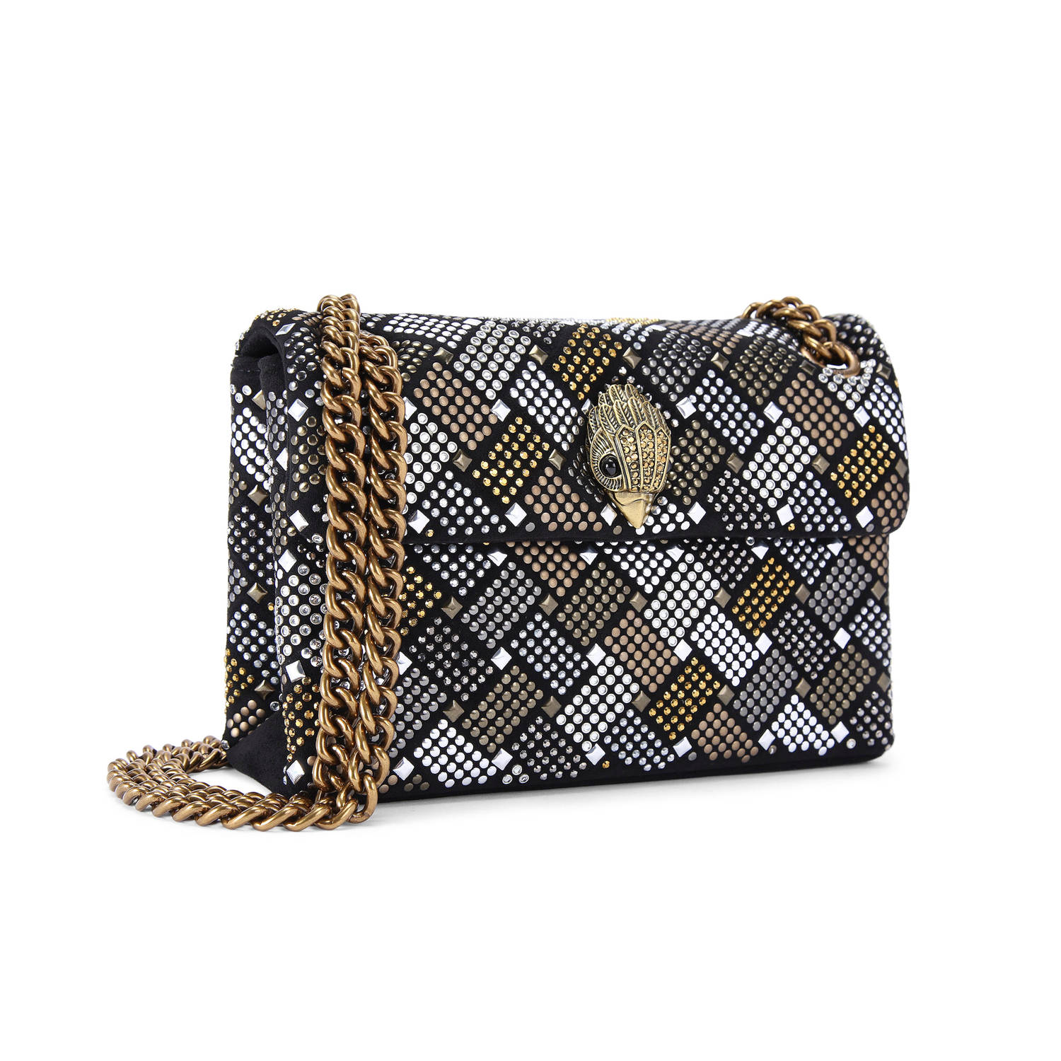 Kurt Geiger crossbody tas Kensington Mini met strass zwart