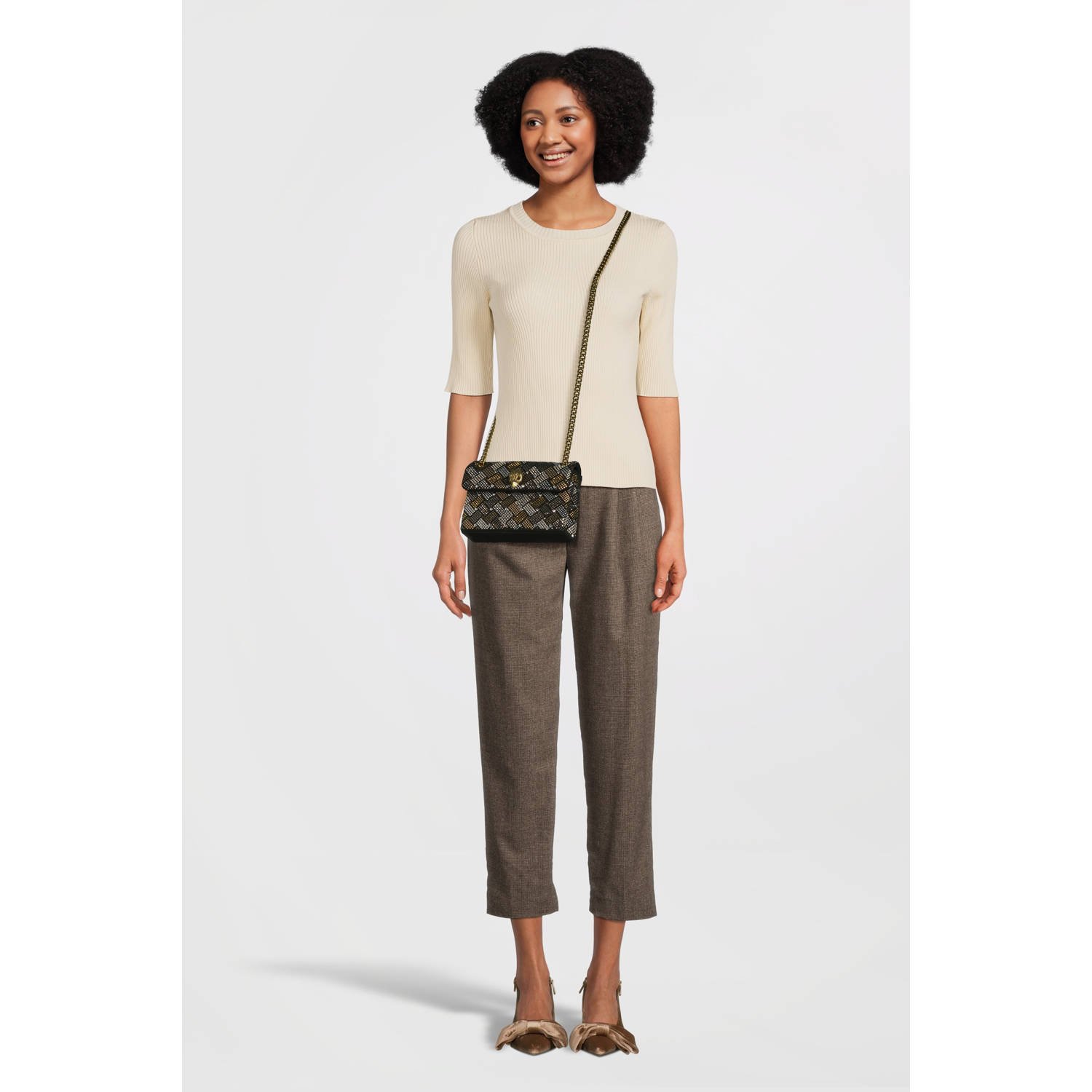 Kurt Geiger crossbody tas Kensington Mini met strass zwart
