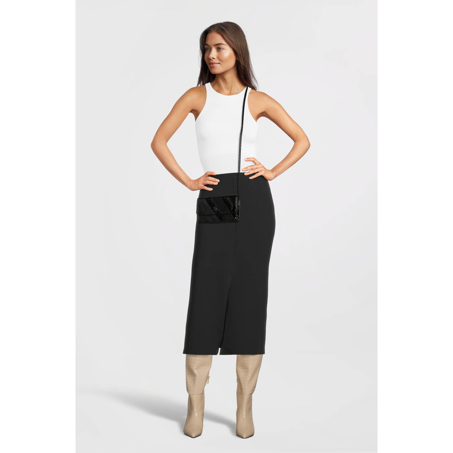Kurt Geiger Zwarte Schoudertas Kensington Chain Black Dames