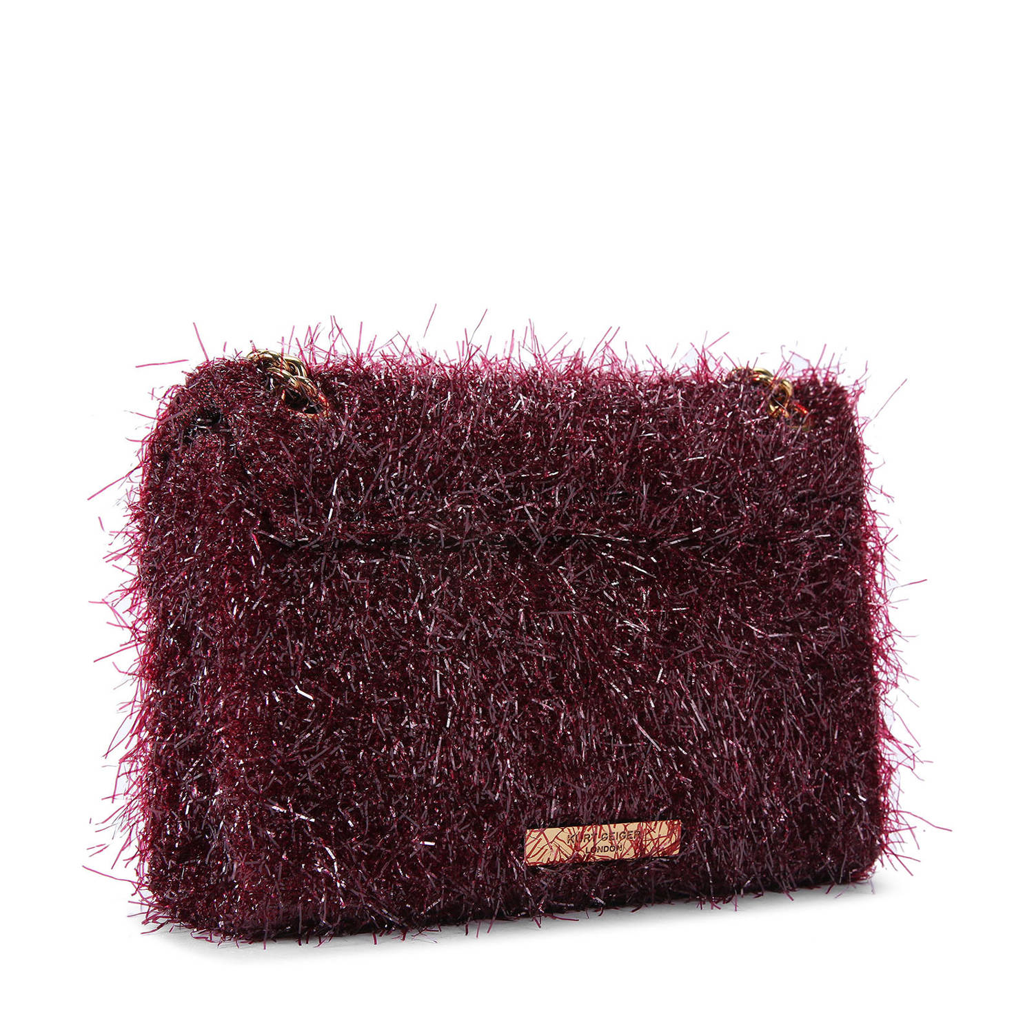 Kurt Geiger crossbody tas Mini Kensington Tinsel bordeauxrood