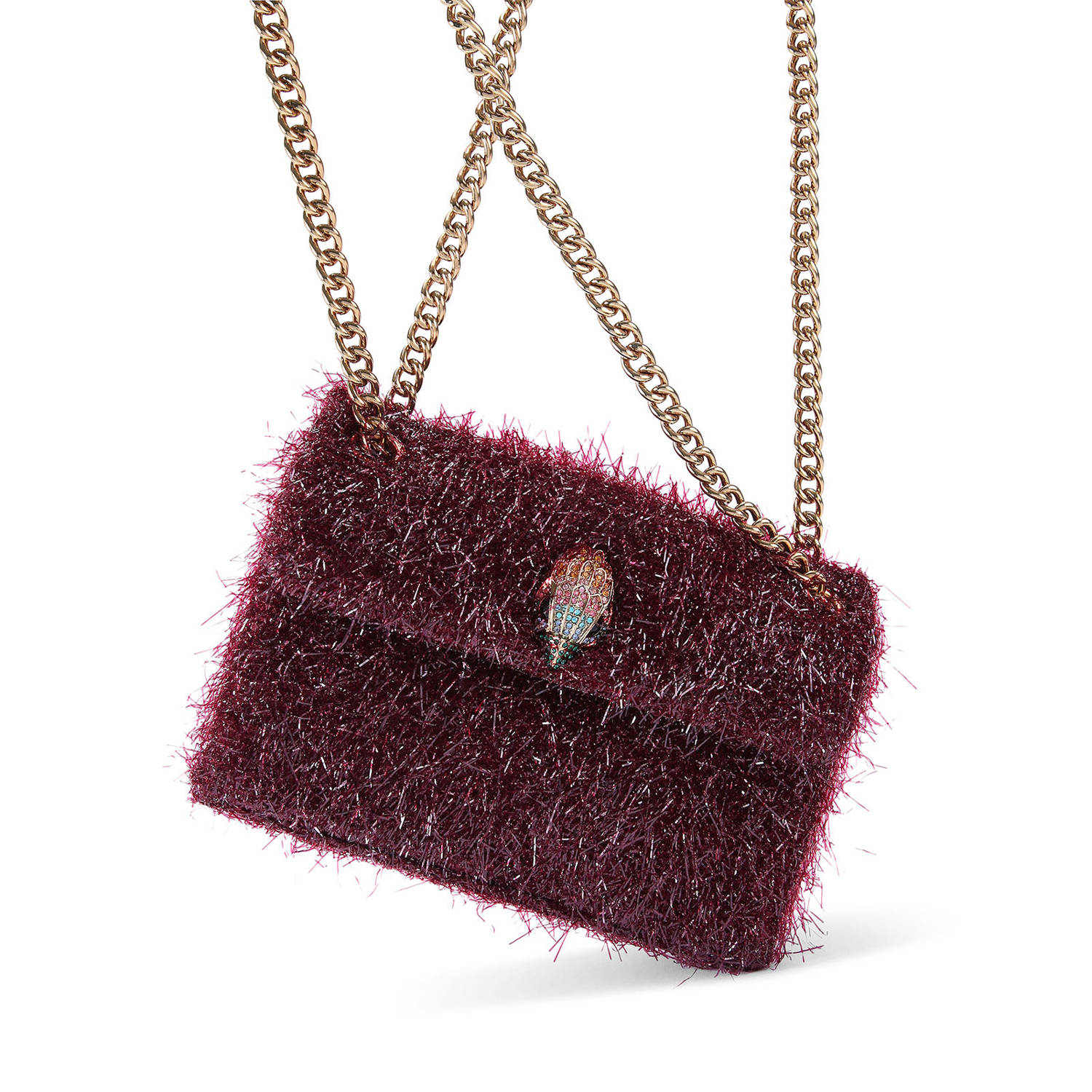 Kurt Geiger crossbody tas Mini Kensington Tinsel bordeauxrood