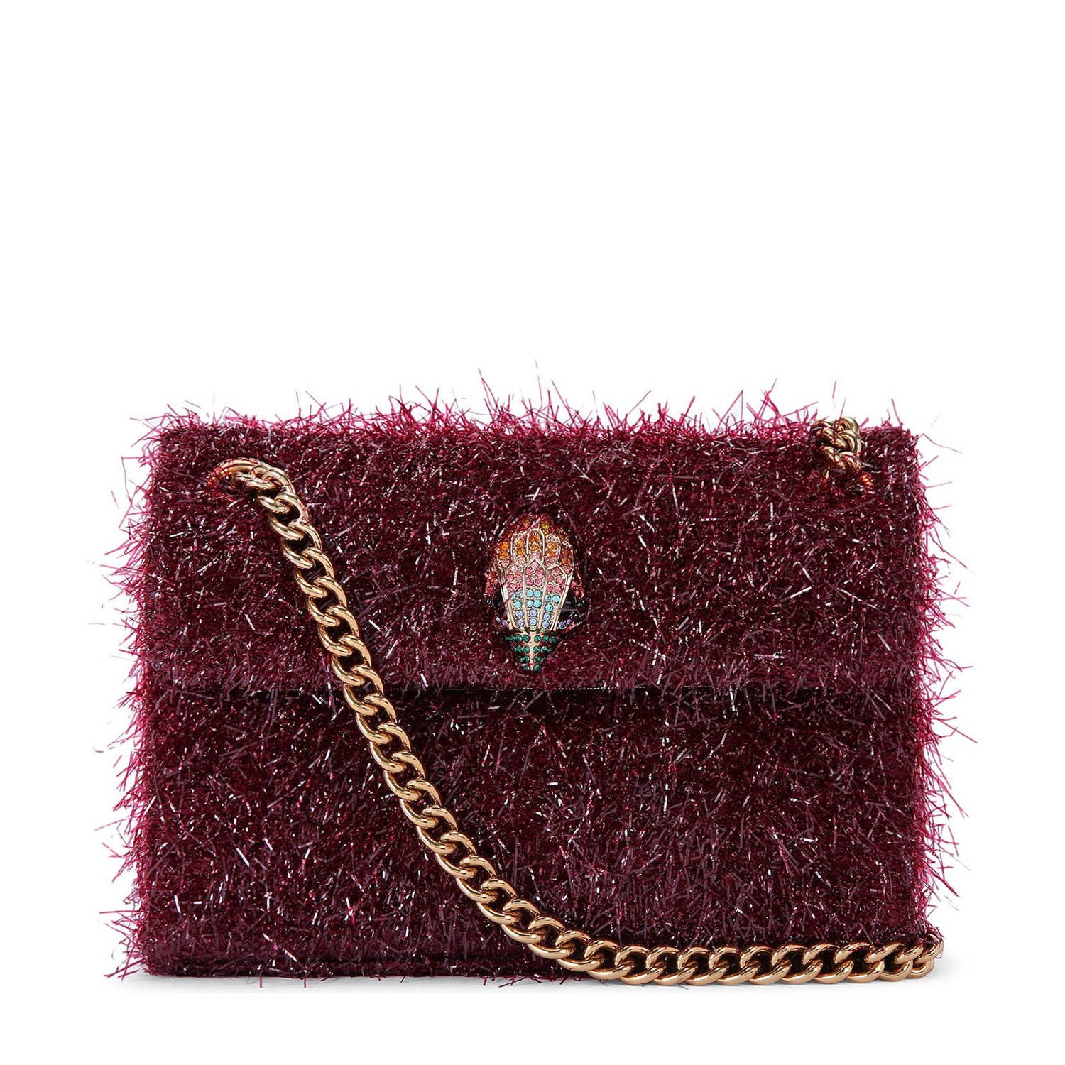 Kurt Geiger crossbody tas Mini Kensington Tinsel bordeauxrood