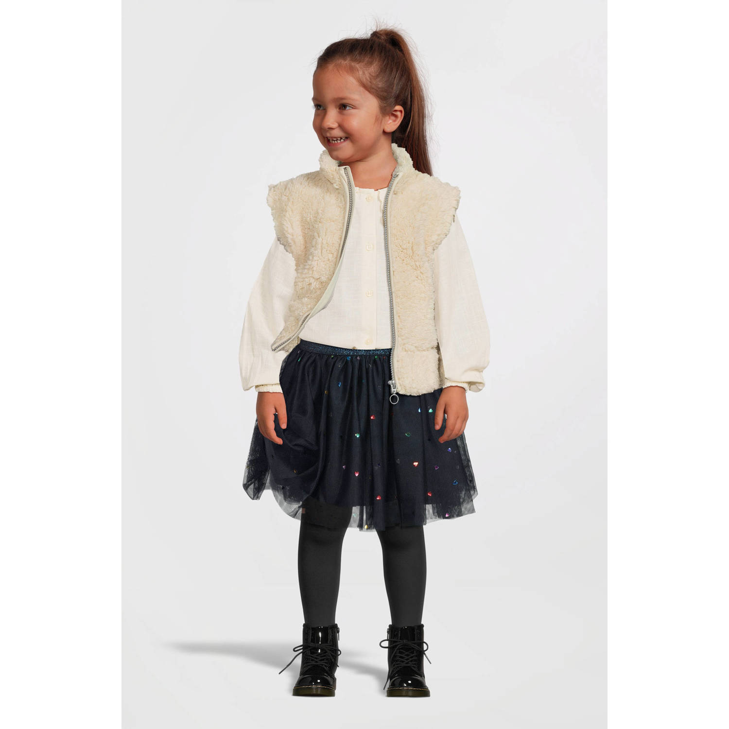 NAME IT MINI korte rok NMFVABOS met hartjes donkerblauw