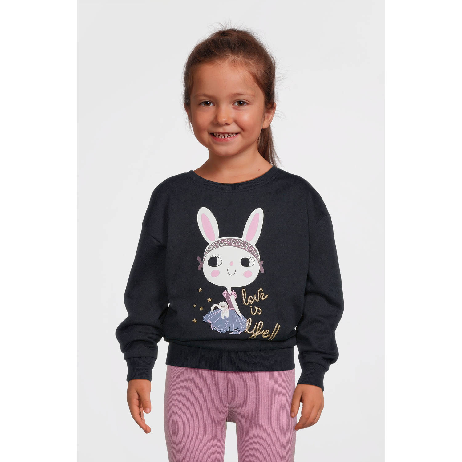 NAME IT MINI sweater NMFVILOUI met printopdruk donkerblauw