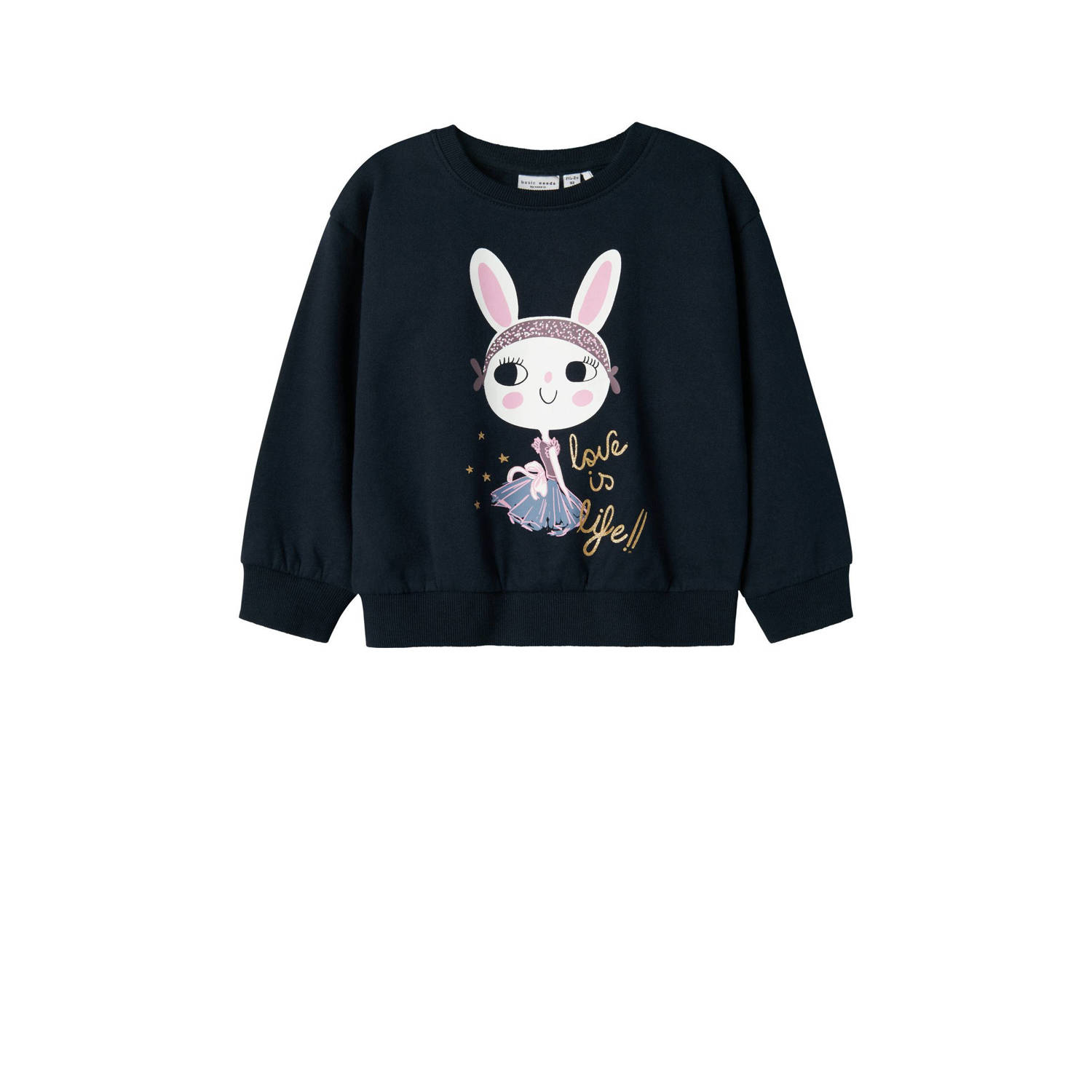 NAME IT MINI sweater NMFVILOUI met printopdruk donkerblauw