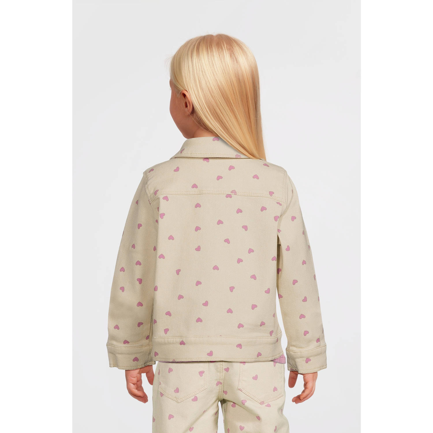 NAME IT MINI jasje NMFANE met hartjes ecru roze