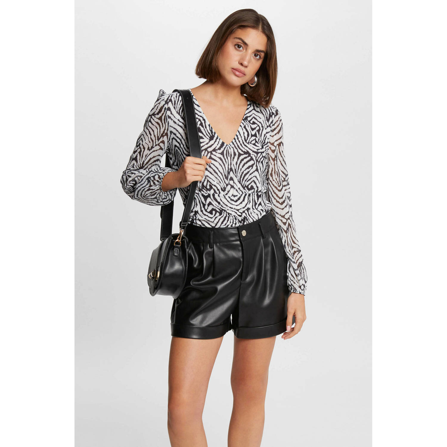 Morgan top met all over print zwart wit