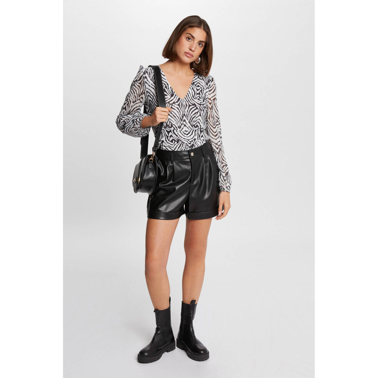 Morgan top met all over print zwart wit