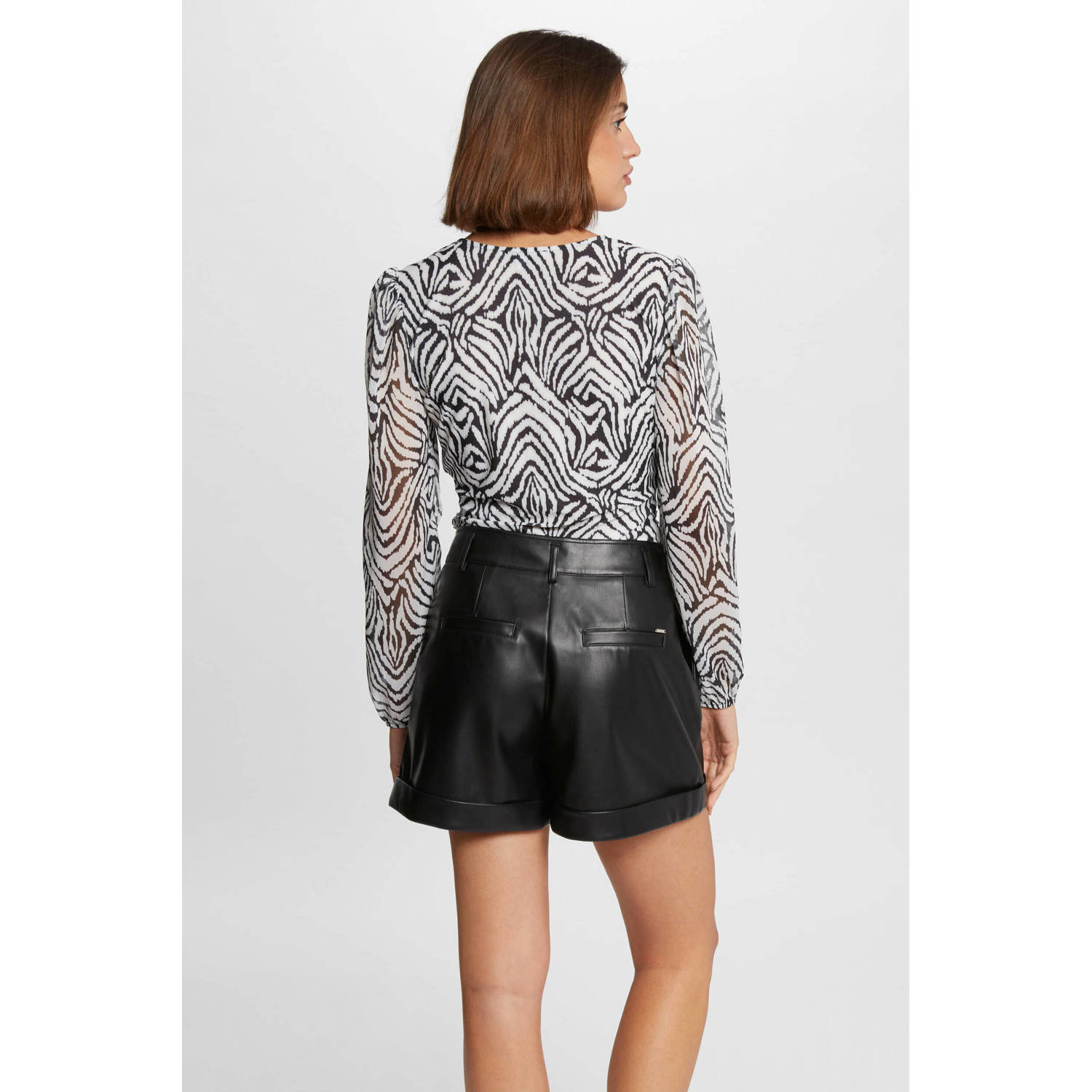 Morgan top met all over print zwart wit