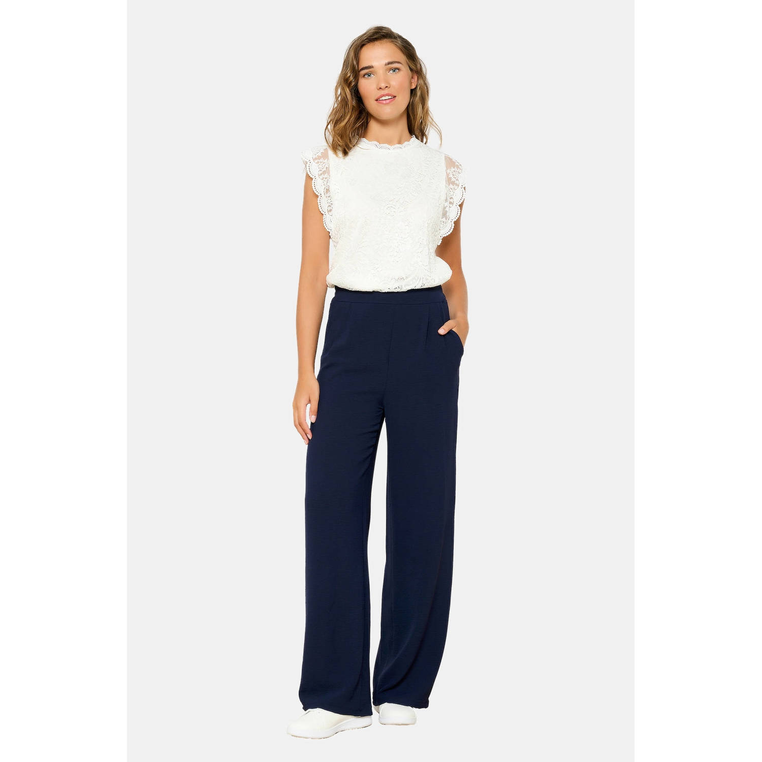 LOLALIZA wide leg broek navy basic