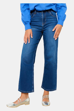 cropped wide leg jeans medium blue denim