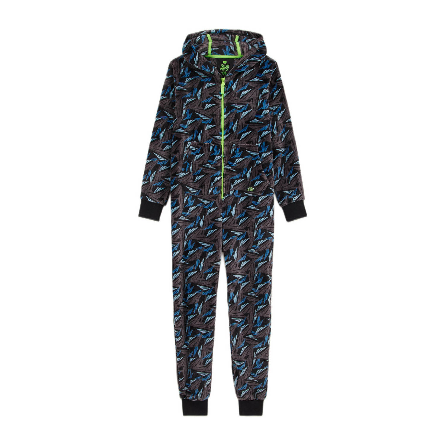 WE Fashion Onesie all over print grijs blauw multicolor