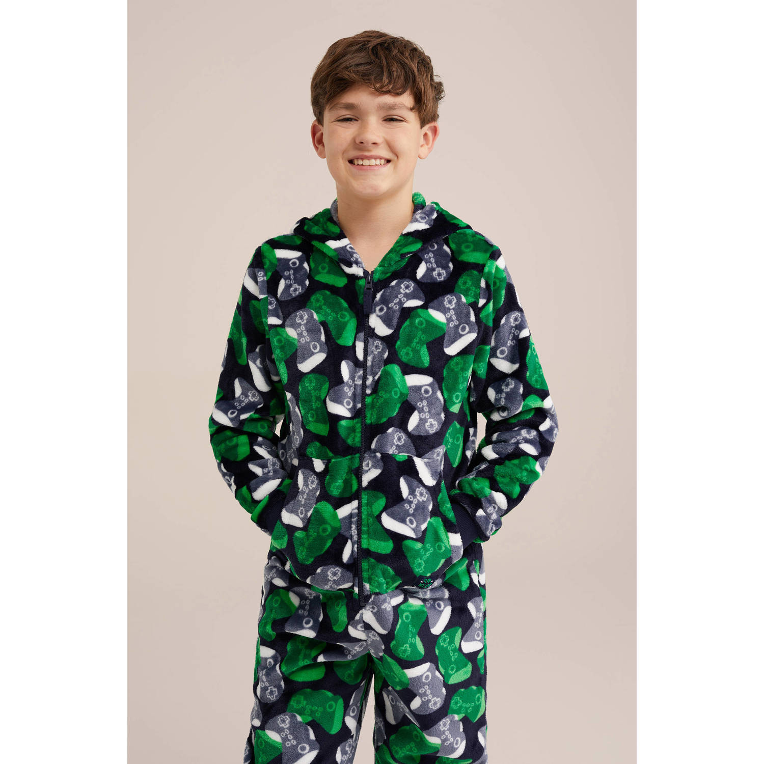 WE Fashion Onesie game controllers Donkerblauw grijs groen