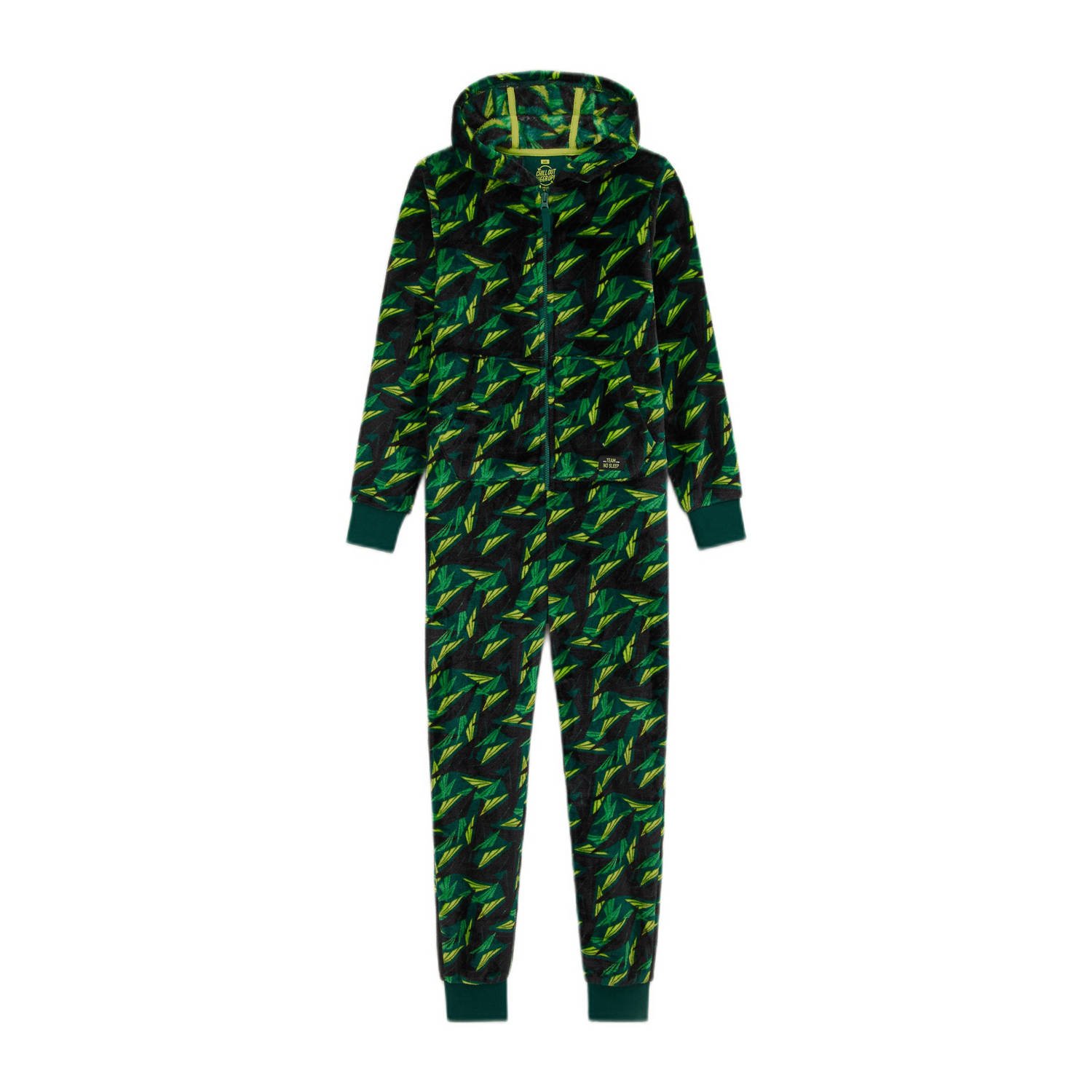 WE Fashion Onesie all over print donkergroen groen limegroen