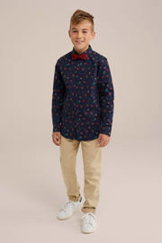 thumbnail: Blauwe jongens WE Fashion overhemd color van katoen met lange mouwen, klassieke kraag en knoopsluiting