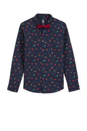 thumbnail: Donkerblauw, donkerrood en multikleurige jongens WE Fashion overhemd multicolor van katoen met lange mouwen, klassieke kraag en knoopsluiting