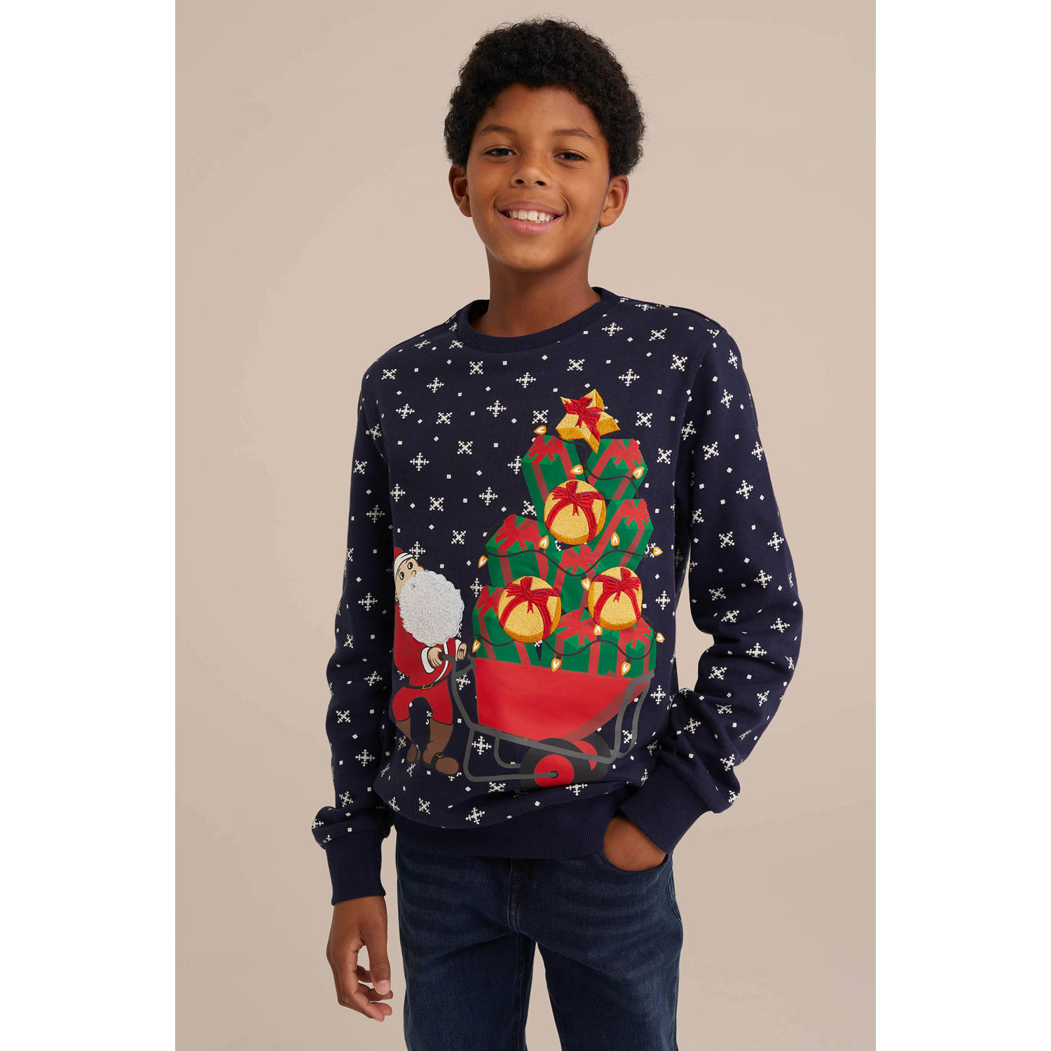 WE Fashion sweater donkerblauw