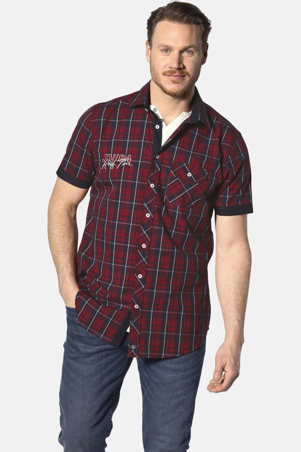 Jan Vanderstorm casual overhemd donkerblauw