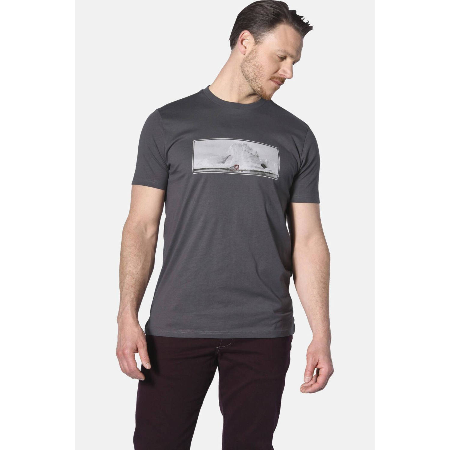 Jan Vanderstorm T-shirt BERNWALD Plus Size met printopdruk grijs