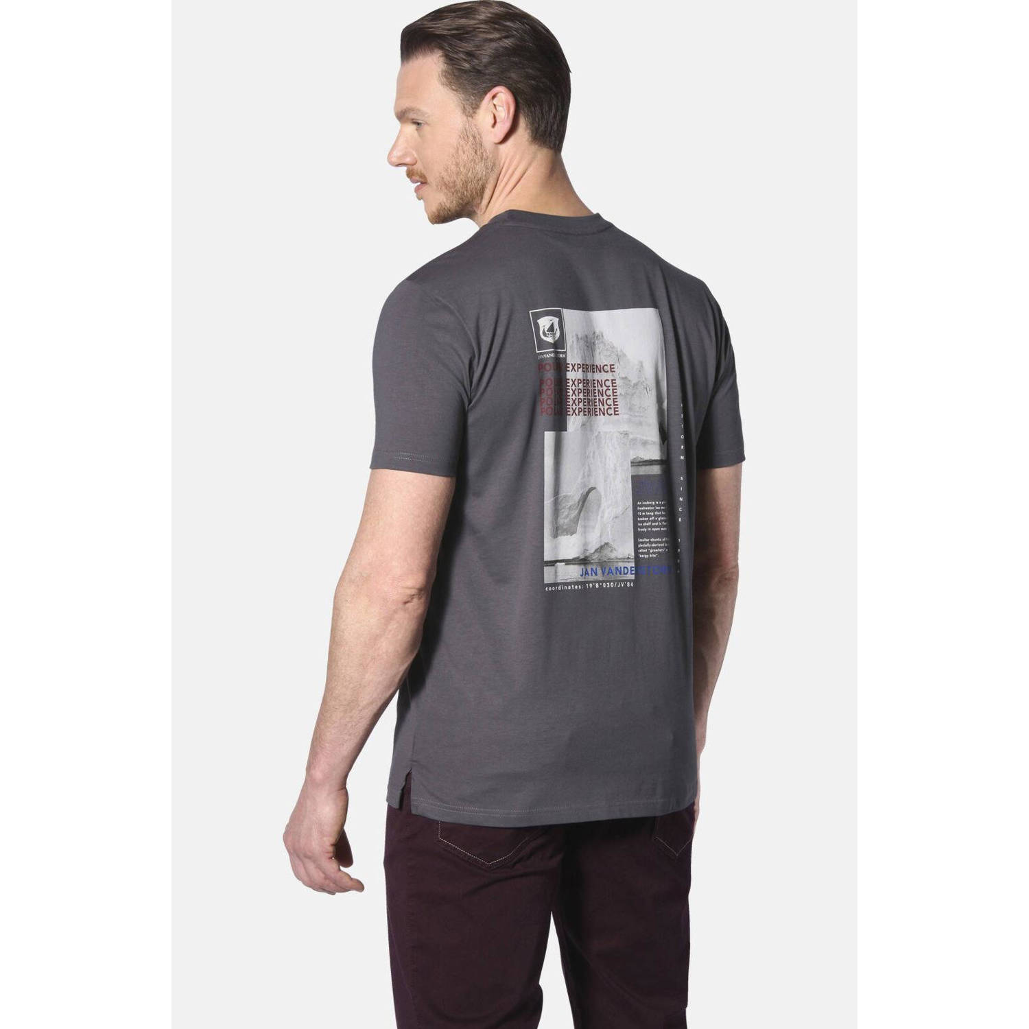 Jan Vanderstorm T-shirt BERNWALD Plus Size met printopdruk grijs