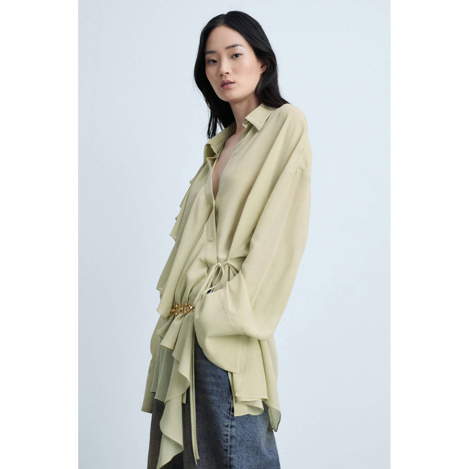 Mango blouse lichtgroen