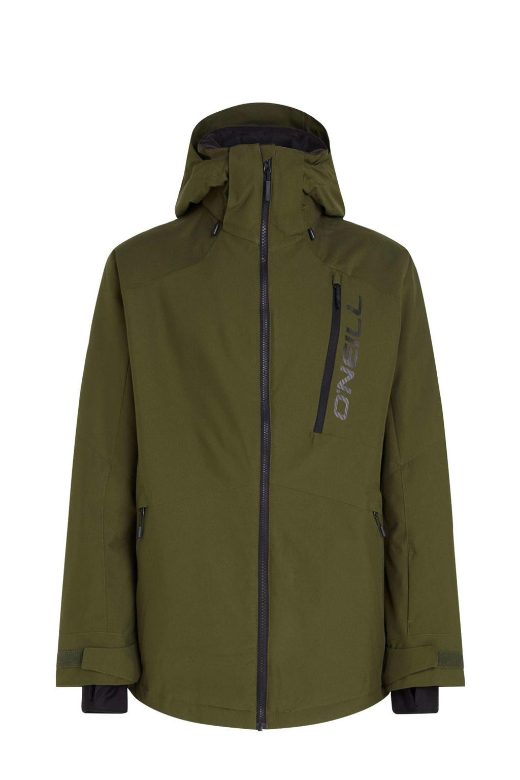 Donkergroene heren O'Neill ski-jack Hammer van polyester met capuchon en ritssluiting
