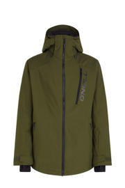 thumbnail: Donkergroene heren O'Neill ski-jack Hammer van polyester met capuchon en ritssluiting