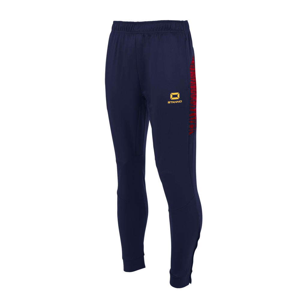 Donkerblauw en rode heren Stanno Senior trainingsbroek Bolt van polyester met slim fit en elastische tailleband