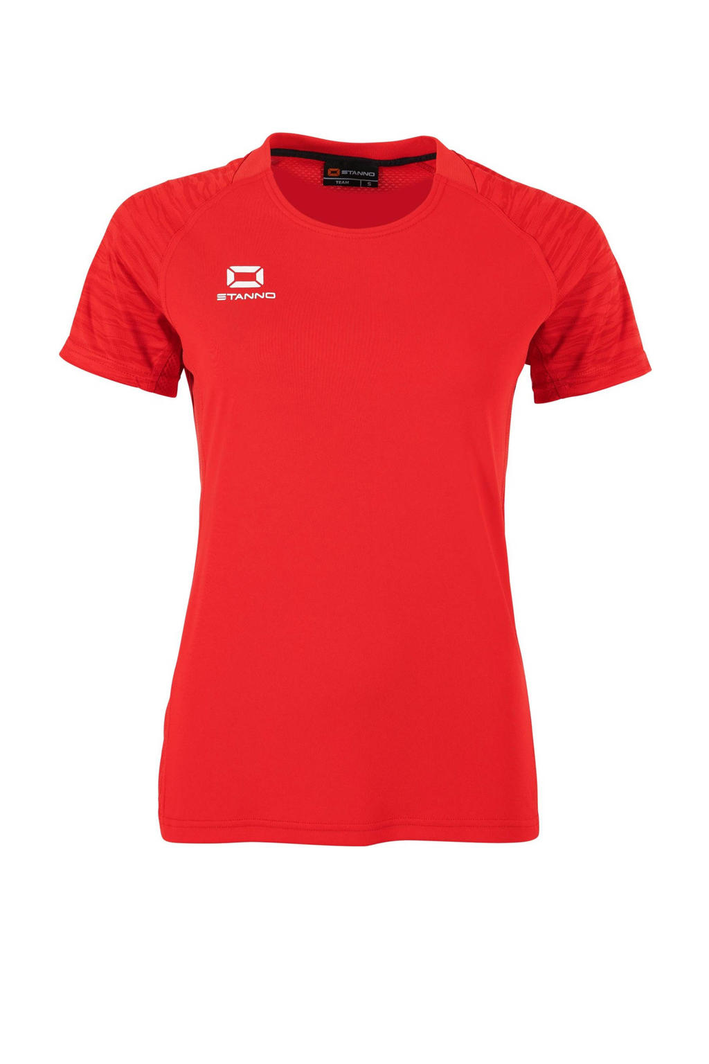 Rode dames Stanno voetbalshirt Bolt van polyester met korte mouwen en ronde hals
