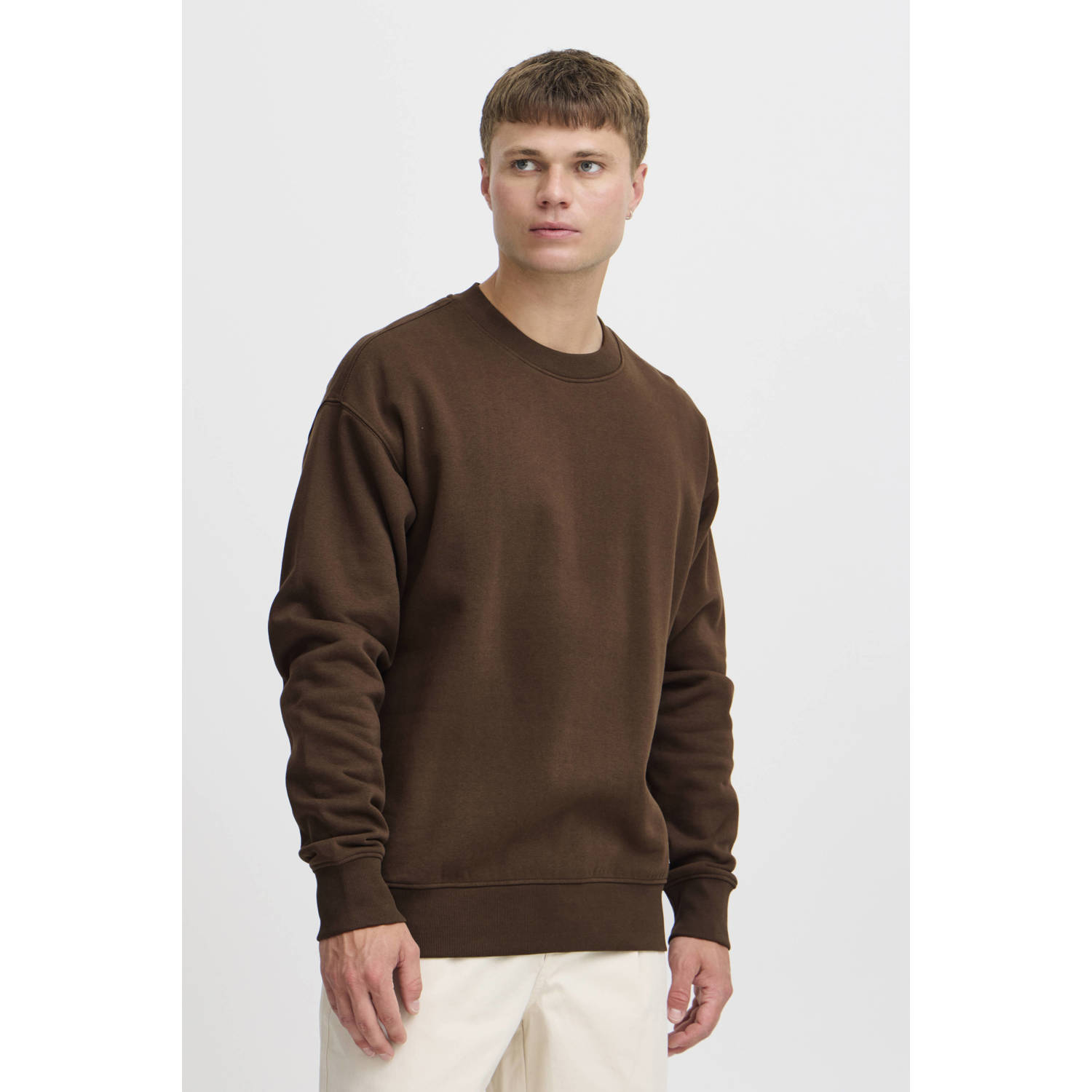Solid sweater SDLenz bruin