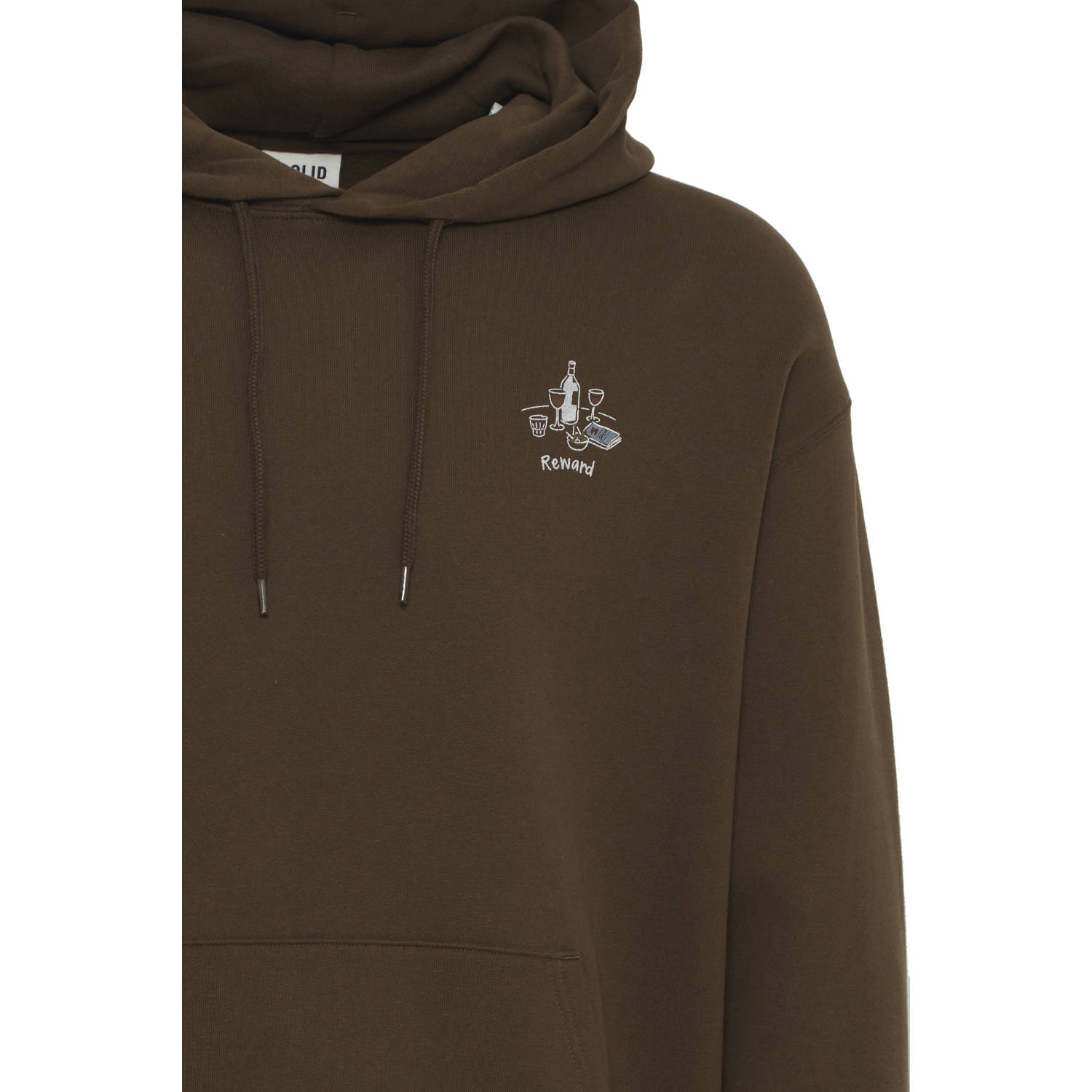 Solid hoodie SDMullet met backprint bruin